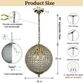 thumbnail image 3 of 3-Light 16" Retro Antique Gold Crystal Globe Chandelier Small Sphere Pendant Light, 3 of 8