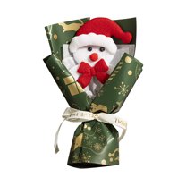 Christmas Plush Bouquet With Santa Claus Doll, 5.9-Inch Holiday Flower Arrangement