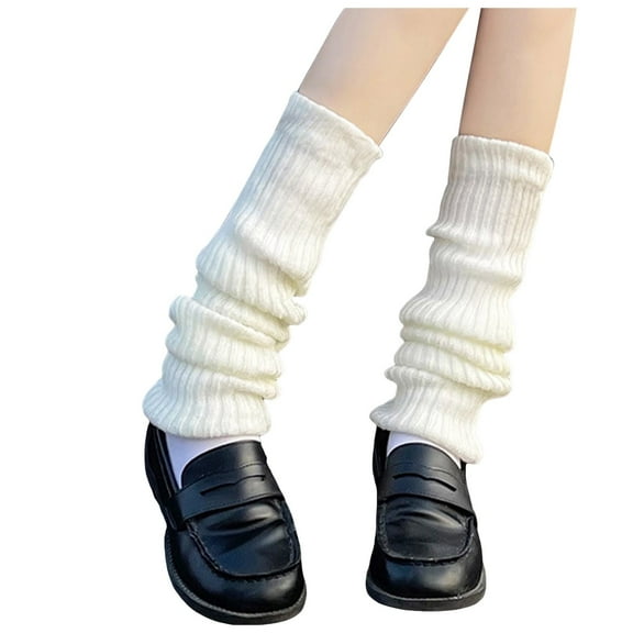 Fgnfyis Japanese Socks Gothic Knit Long Socks Leg Warmers Gaiters Knee High Socks Winter Ankle Socks Style White One Size