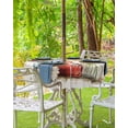 thumbnail image 3 of Hokiten Outdoor Tablecloths with Umbrella Hole & Zipper, Vintage Flower Round Tablecloths 60 Inch, Red Blue Bottle Floral Country Plant Waterproof Table Cloth, Patio/Pool/Picnic Table Covers, 3 of 7