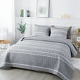 thumbnail image 3 of Andency Quilt Queen Size Grey - 3 Pieces Lightweight Boho Printed Bedspread for Queen Bed - Soft Quilt Bedding Set - Reversible All Seasons Microfiber Coverlet Sets with 2 Pillow Shams, 3 of 8