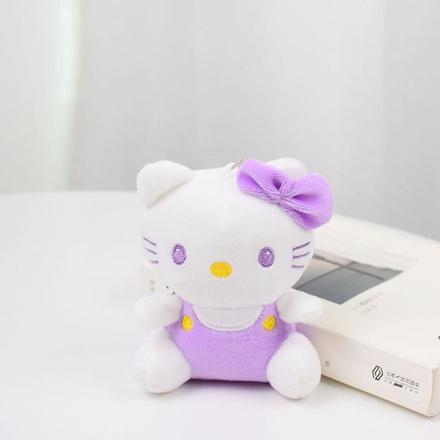Sanrio-Llavero de Hello Kitty Kawaii, juguetes de peluche de 10Cm, bonitos peluches de dibujos animados, colgante, regalos para niñas, amigos y niños