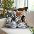 thumbnail image 6 of Ohmyroo Whimsical Cat Print Throw Pillow Covers, 18-Inch Square Soft Pillowcases with Hidden Zipper, Playful Home Decor for Living Room and Bedroom, 6 of 9