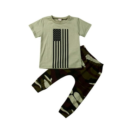 

Listenwind 2PCS Newborn Kids Baby Boy Tops T-Shirt Camo Pants Outfits Set