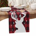 thumbnail image 3 of Christmas Table Runner Christmas Reindeer Table Runners Red Black Check Plaid Snowflake Cotton Linen Dresser Scarf Kitchen Dining Table Decor for Christmas Holiday Party Decor 13x72 Inch, 3 of 9
