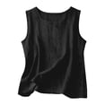 thumbnail image 6 of FINALGANG Girls Kids Casual Solid Color Sleeveless Tank Top Crewneck Lightweight Linen Loose Fit Top For Summer Daily Wear Black 11-12 Years, 6 of 6
