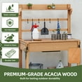 thumbnail image 3 of Uforic Outdoor Workstation with Sliding Tabletop & Hooks, Weatherproof Wood Potting Bench, Natural, 3 of 8