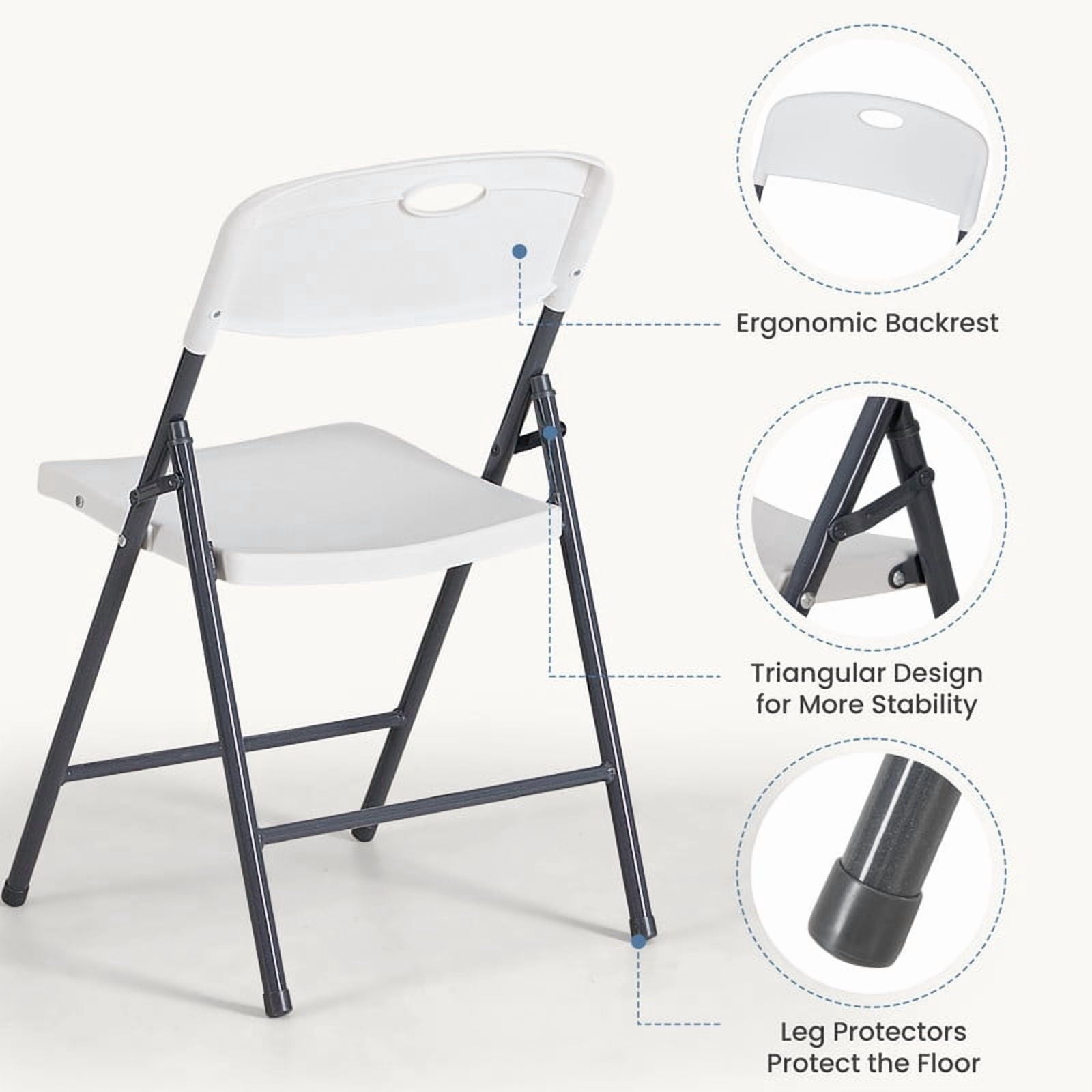 Gianna 2 Pack Plastic Folding Chairs Stackable Patio Garden Office Wedding Party Event Chairs, White