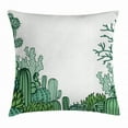 thumbnail image 1 of Cactus Decor Throw Pillow Cushion Cover, Arizona Desert Themed Doodle Cactus Staghorn Buckhorn Ocotillo, Decorative Square Accent Pillow Case, 20 X 20 Inches, Green Light Green Seafoam, by Ambesonne, 1 of 2