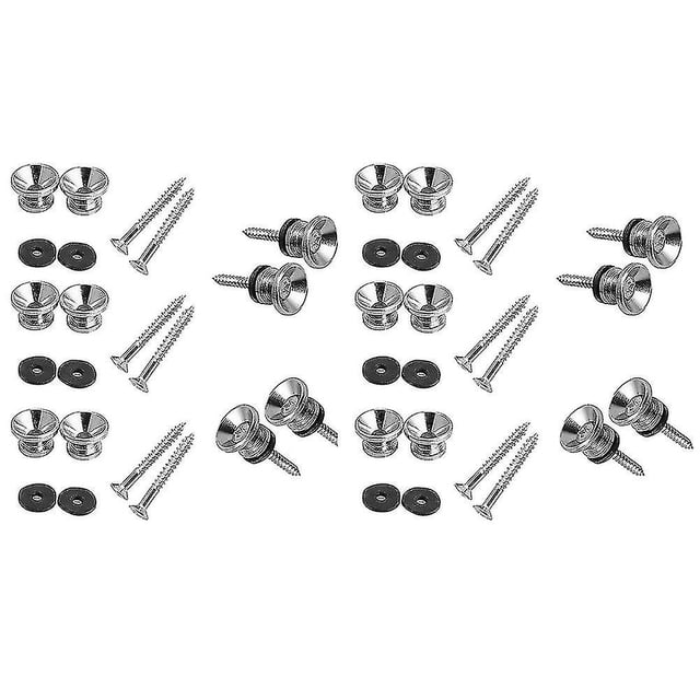 20pcs Metal Strap Buttons End Pins With Mounting Screws For Electric Acoustic Guitar, Bass,ukulele
