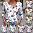 thumbnail image 5 of Dvprdro Women's Long Sleeve Floral Printed Blouse Fashion Lapel V Neck Buttons Elegant Work Shirts Top Loose Fit Casual T-Shirt Tops, 5 of 5