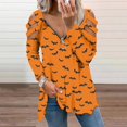 thumbnail image 2 of Camiseta suelta estampada a la moda para mujer Blusa de manga larga con cuello en V Tops casuales Pompotops FGAJ15496, 2 of 6