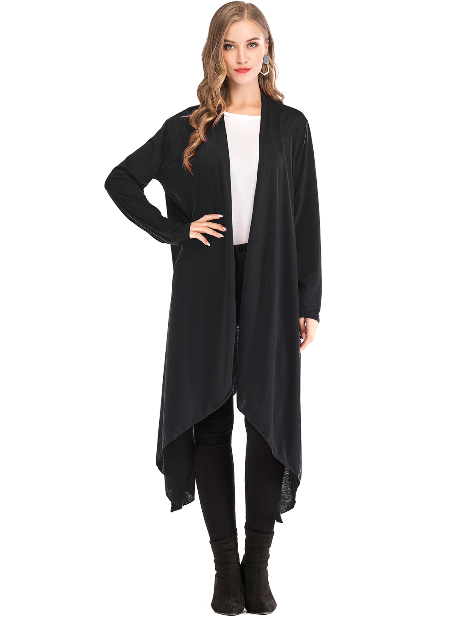 Sizes black wrap cardigan long sleeve jackets walmart klein