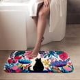 thumbnail image 4 of 1pc Black Cat Among Flowers Absorbent Non-Slip Bathroom Thickened Flannel Rug Decor,Soft,Quick Drying,Suitable For Indoor/outdoor Use,Bathrooms,Bedrooms,Kitchens,Terrace,Laundry Rooms,16"x24", 4 of 9