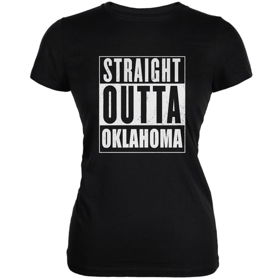 Straight Outta Oklahoma Black Juniors Soft T-Shirt - 2X-Large