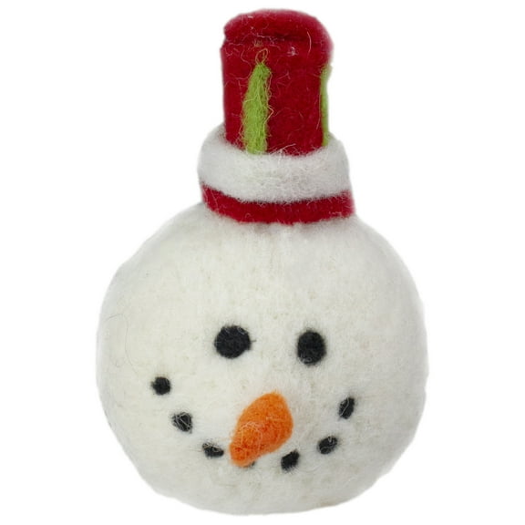 5" Snowman Head with a Red and White Hat Christmas Ornament