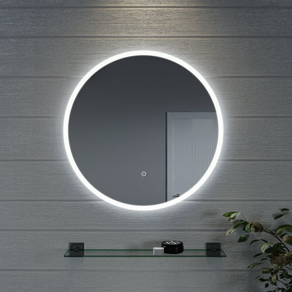 Croydex Aurora Round Illuminated LED Vanity Mirror with Easy to Fit Bracket (24x24in)