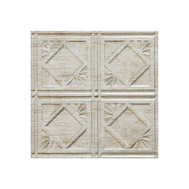Fasade Easy Installation Traditional 4 Vintage Metal Glue Up Ceiling Tile/ Ceiling Panel (12" X 12" Sample)