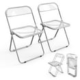 thumbnail image 7 of Zimtown Set of 2 Folding Chairs, Acrylic Portable Chair,  Transparent Portable Chair, Plastic Living Room Dining  Chair Seat, Dining Room, Apartmentm, Office, Clear, 7 of 7