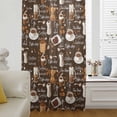 thumbnail image 6 of Coffee Sheer Curtains 63 Inches Long, Brown Retro Coffee Theme Beans Latte Tea Cup Light Filering Curtains, Breathable Simi Curtain Privacy Drapes for Living Room Bedroom Lightweight Window Treatment, 6 of 9