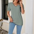 thumbnail image 4 of Vedolay Plus Size Tops Womens Fashion V Neck Flutter Short Sleeve T Shirts Casual Cotton Basic Tee Tops,AG L, 4 of 5
