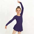 thumbnail image 2 of Girls Long Sleeve Gymnastics Leotard Dance Dress Flared Skirt Nylon Spandex Ballet Activewear Navy,Size 5-6 T, 2 of 7