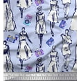 thumbnail image 1 of Soimoi Modal Satin Fabric Women & Camera Fashion Printed Fabric 1 Yard 42 Inch Wide, 1 of 3