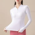 thumbnail image 4 of aidice Athletic Tops for Women Running Zip High Neck Long Sleeve Slim Fitting Workout Tops Activewear, 4 of 5