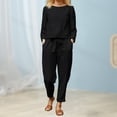thumbnail image 4 of Trajes De 2 Piezas Conjunto de pantalones de 2 piezas de lino y algodón de manga larga para mujer, ropa diaria (negro XXXL) Ygjytge para Mujer Negro T XXL, 4 of 6