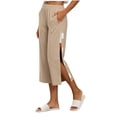 thumbnail image 5 of Womens Work Pants Work Pants for Women Women's Solid Color Postoperative Rehabilitation Care Pants To Wear And Take Off Full Open Sides With Pockets Pants Khaki S, 5 of 9