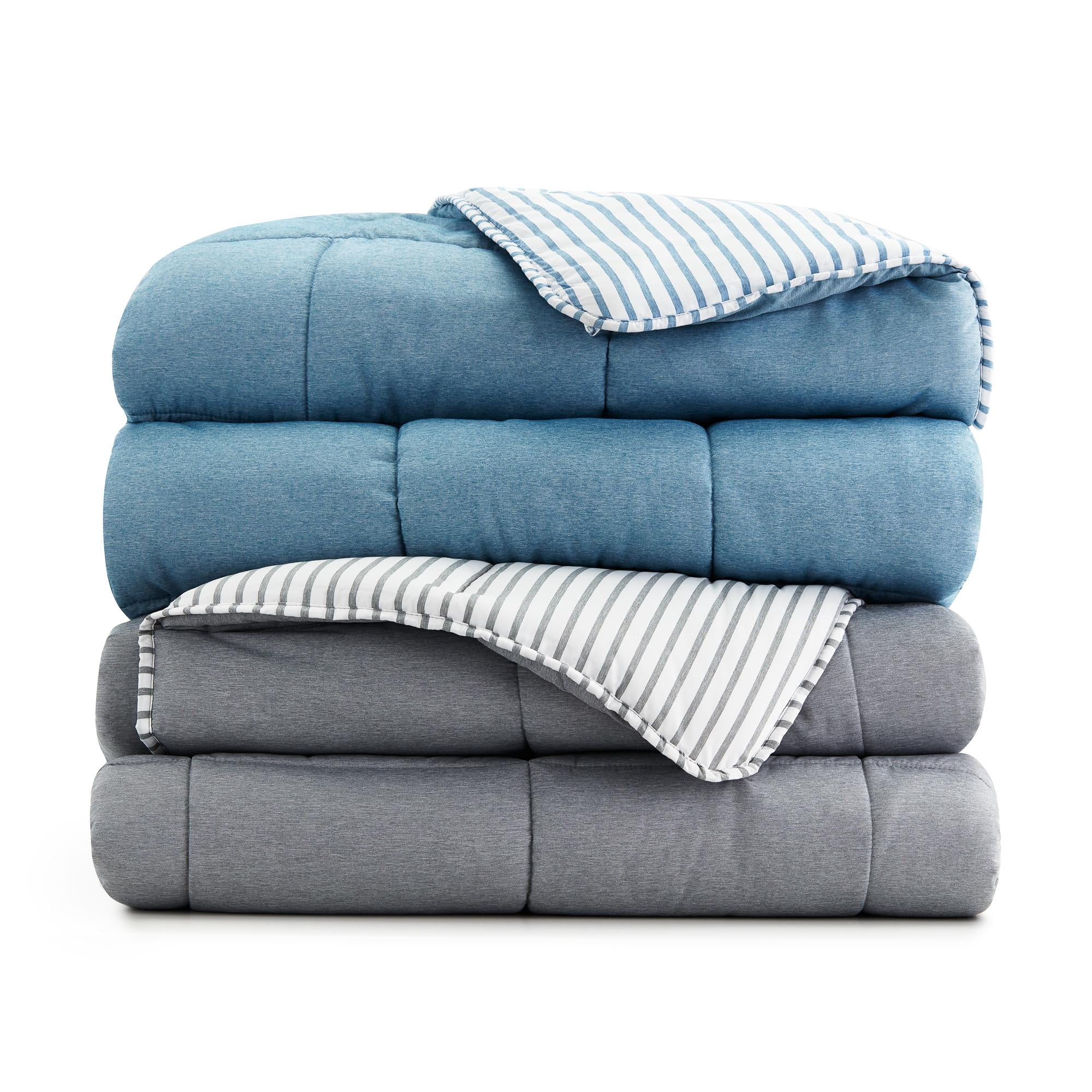 Rest Haven Reversible Hypoallergenic Chambray 3 Piece Comforter Set, Oversized King, Grey