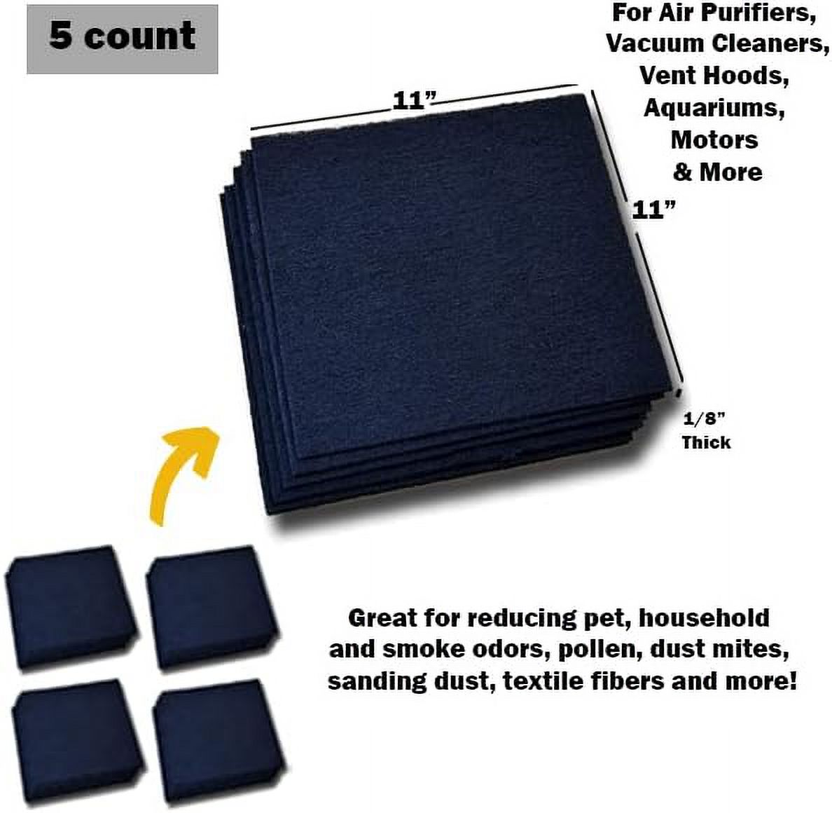 ALL PARTS ETC. Activated Carbon Filter Sheets 5-Pack (11x11 Inch) - Cut To Fit Air Purifiers, Vents, & More - View #11