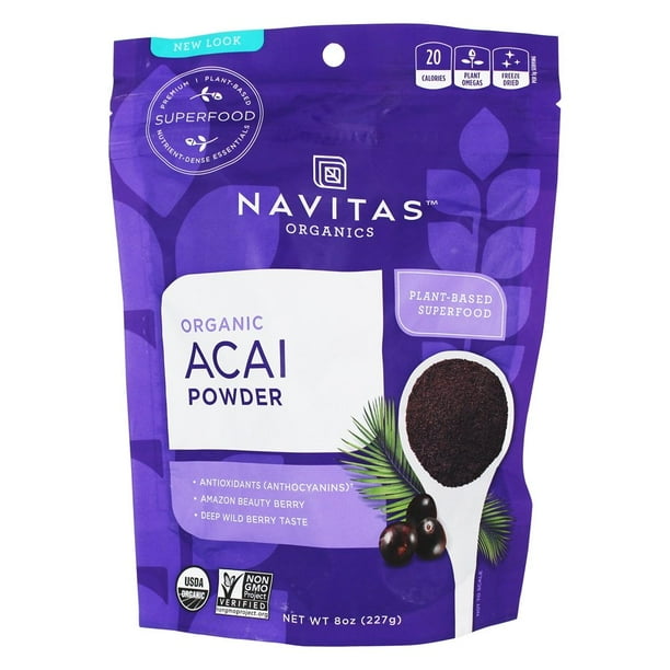 Navitas Organics Acai Powder, 8 oz. Bag — Organic, NonGMO, FreezeDried, GlutenFree 8 Ounce
