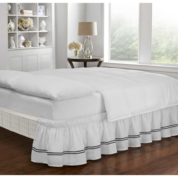 Easy Fit Adjustable Baratta Stitch Embroidered Bed Skirt