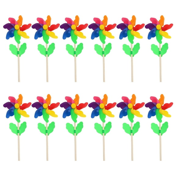 PBPBOX 12pcs Plastic Pinwheel Toy Assorted Color Garden Decor for Outdoor Ornament Appearance