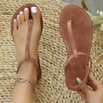 thumbnail image 2 of KIJBLAE Plus Size Women's Casual Thong Flat Sandals, Round Open Toe Solid Tone, Back Elastic Strap, Comfy Indoor Outdoor Footwear Brown 43, 2 of 9