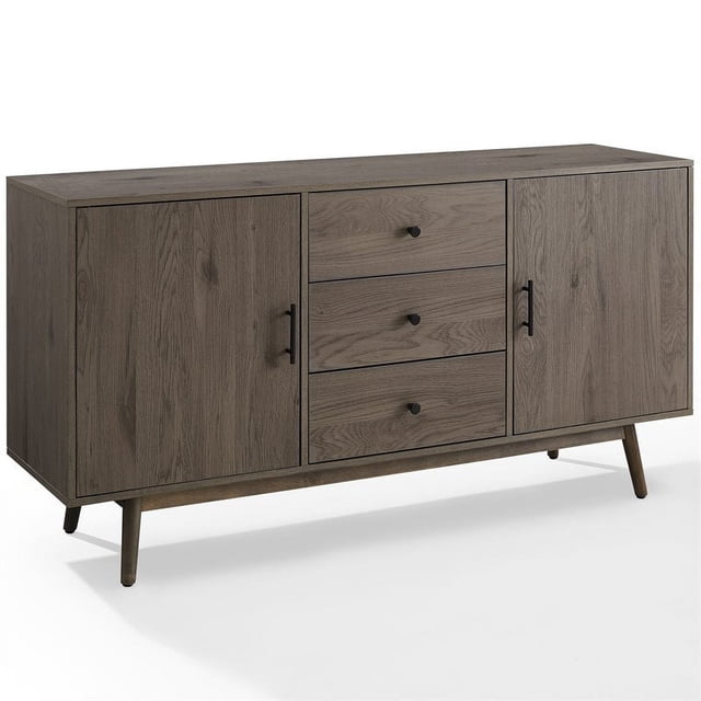 Crosley Lucas Wooden Mid-Century Modern Sideboard in Gray