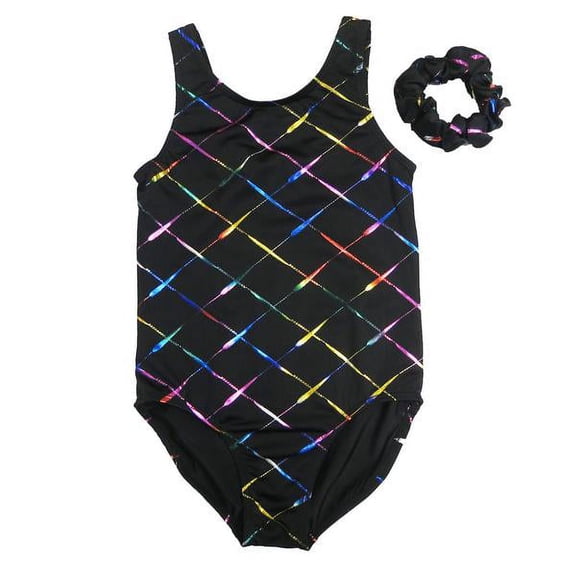 Wenchoice Black & Rainbow Crisscross Leotard - Infant, Toddler, Girls & Women Kids Xs(1-2Y)