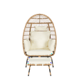 thumbnail image 4 of Modern Rattan Egg Chair, Oversized Large Egg Chairs with Ottoman and Thick Cushions for Porch, Backyard, Balcony,  4 Available Color Cushion, 4 of 7