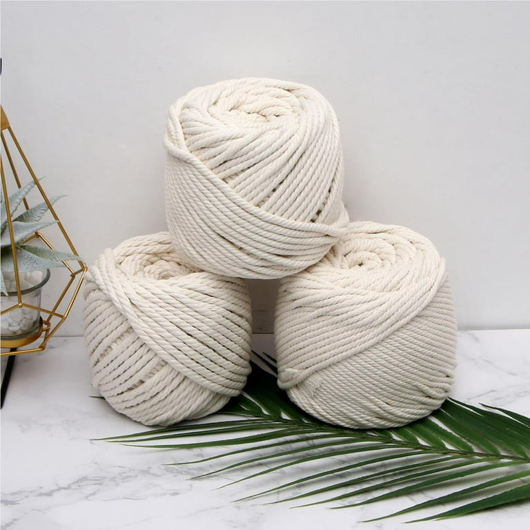 Thinsont Macrame Cord 6mm Natural Macrame Cotton Rope Soft Cotton Cord  Craft Knitting Braiding Thread 5mm*65M
