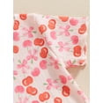 thumbnail image 5 of Kids Toddler Baby Girls Summer Outfits Short Sleeve Floral/Bow/Fruit Print T Shirt Tops + Shorts Set Cute Casual Clothes, 5 of 8