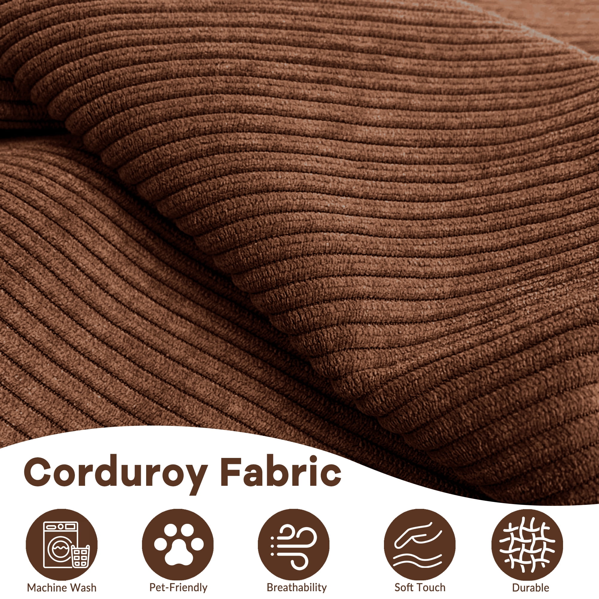 Eyisean 78.8" Corduroy Convertible Sofa Bed with Stainless Fixed-Shape Frame, 4-in-1 Boneless Loveseat with Pull-Out Bed, Lounge Futon Sofa Couch Floor Mattress for Living Room, No Assembly Required