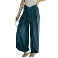 thumbnail image 3 of Txlixc Pantalones de cintura media para mujer, pantalones de pierna ancha divididos de color sólido, pantalones largos con cinturón ajustable Txlixc Moda, 3 of 6