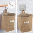 thumbnail image 3 of 3 Pcs Retro Hanging Storage Bag Small, Cotton And Linen Foldable Basket Organizer With Handle And 6 Hooks For Office Home Kitchen Makeup, Keys, Gadget, 3 of 5