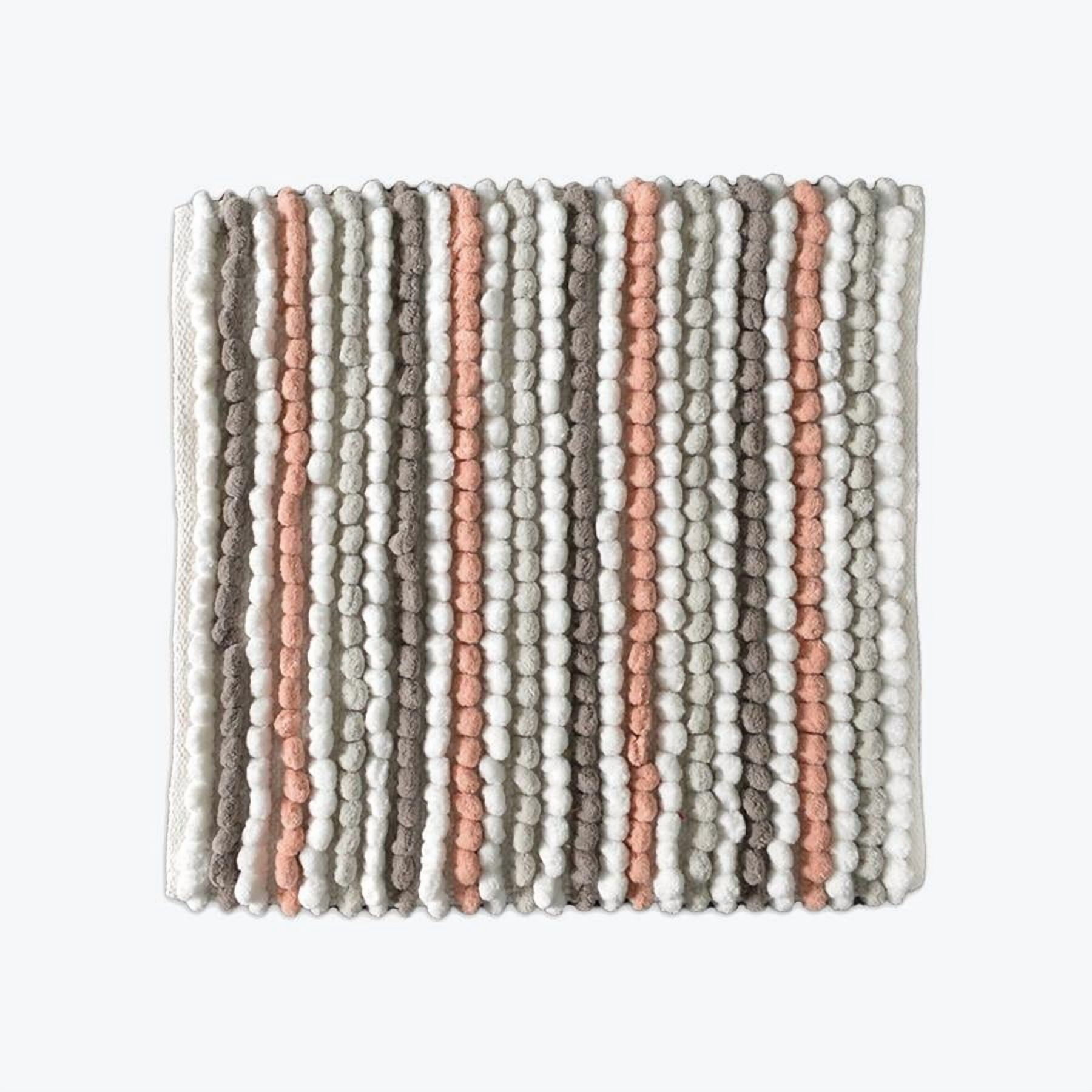 Striped Chunky Bobble Square Bath Mat