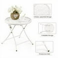 thumbnail image 5 of TeoKJ Folding Outdoor Side Tables Anti Rust Table Round Metal End Table Porch Yard 17.71" Height - White, 5 of 7