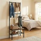 Barara King 3-in-1 Hall Tree Multifunctional Entryway Unit with Bench and Hanging Hooks for Hallway Foyer Living Room Furniture, Black