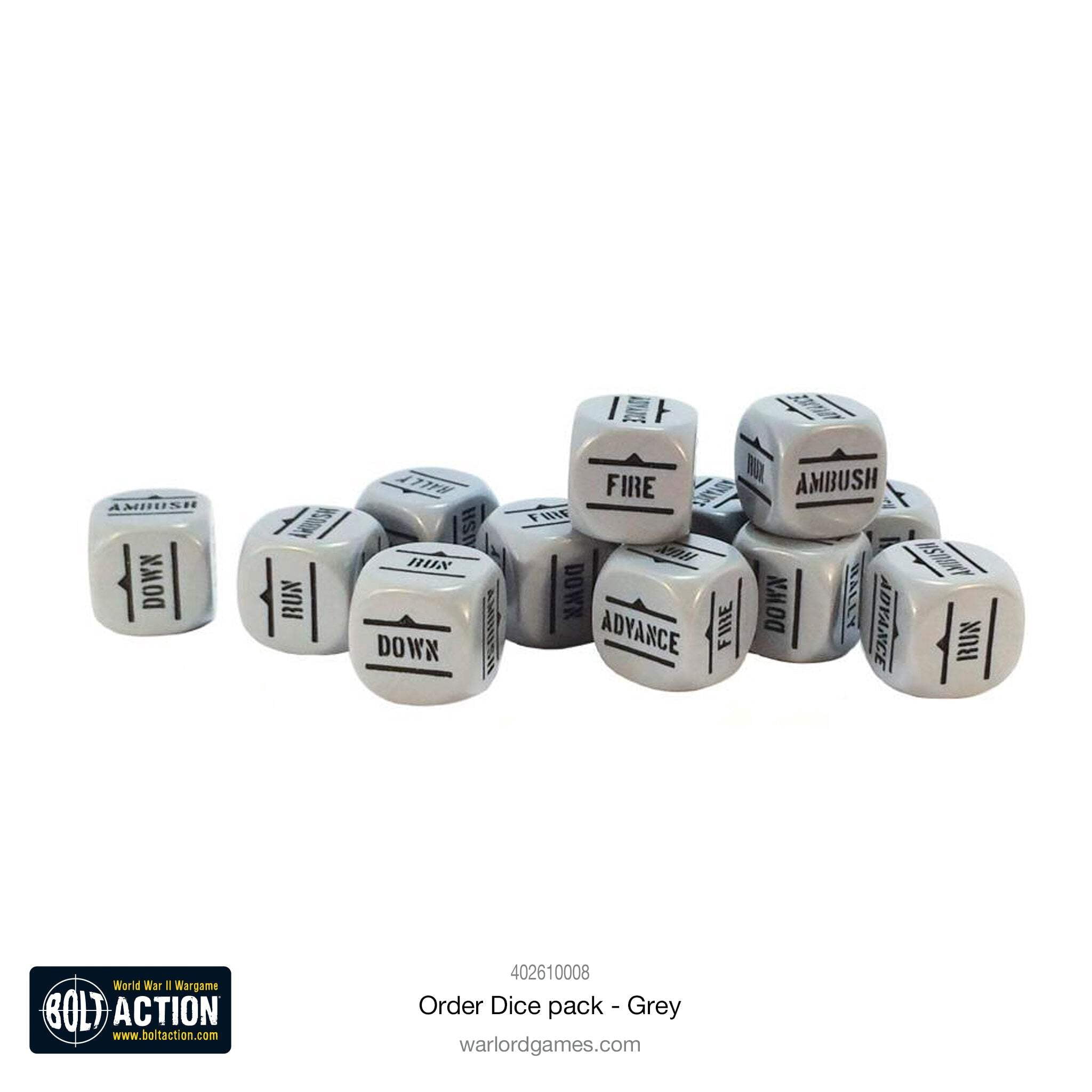 Warlord Games Order Dice - Grey (12) New
