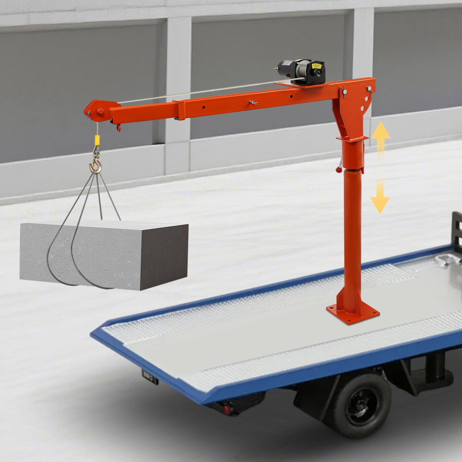 1100LB Truck-Mounted Crane Hoist Pickup Truck Jib Crane w/3000lb Electric Winch For The Construction Industry, Forestry Industry