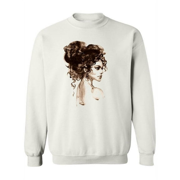 Woman With Curly Hair Paint Sweatshirt Women -Image by Shutterstock, Female XX-Large
